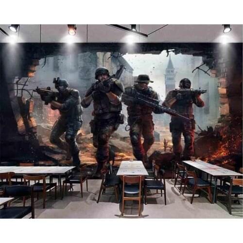 Custom Any Size Photo large murals 3D Self Adhesive wallpaper war Internet cafes backdrop for walls papel de parede Waterproof