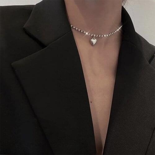 Simple Fashion Zircon Choker Necklace for Women Girls Small Metal Heart Pendant Necklace Party Jewelry 2021 New
