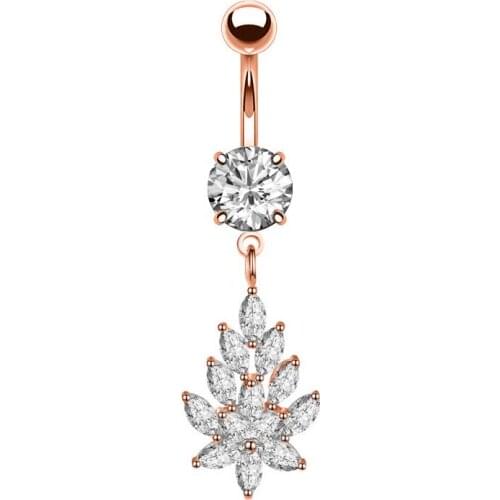 Hot new belly button Crystal Clear CZ creative zircon navel button navel ring puncture accessories Body Piercing Jewelry