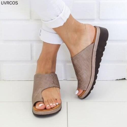 Womens Sandals 2021 New Female Shoes Comfy Platform Flat Sole Orthopedic Bunion Corrector Plus Size 35-43 Casual Shoes Woman