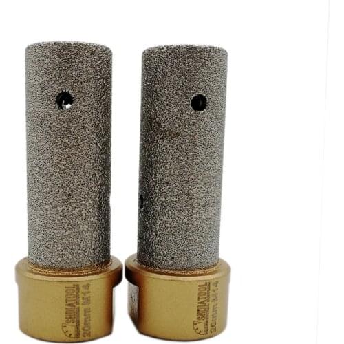 SHDIATOOL 2pcs Dia 20mm M14 Thread Vacuum Brazed Diamond Finger Bits Tile Granite Marble Countertop Milling bits Drilling bits