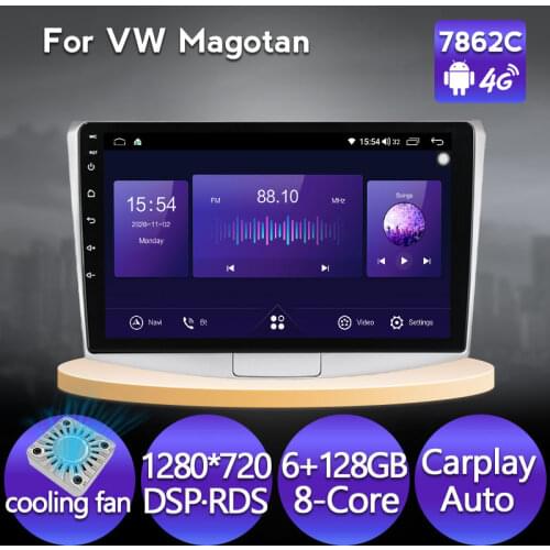 Top Level System Cooling fan" Android 11 8Core 6GB+128GB Car Navigation GPS Radio Player For VW Magotan Carplay+Auto RDS DSP