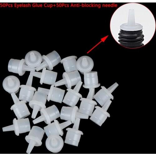 50 Glue Bottles Replacement Cover+50 Anti-blocking Pins Individual False Eyelashes Extension Glue Empty Bottle Plug Extension