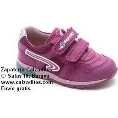 Sports leather and suede for girl in magenta, of Pablosky