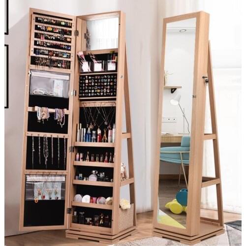 Rotary full body mirror cloakroom floor mirror modern simple fitting mirror jewelry storage cabinet wearing mirror