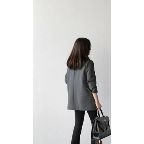 New Fashion 2020 Women Blazer Spring Elegant Single Breasted Black Long Jacket For Women Office Plus Size S-2XL LX447