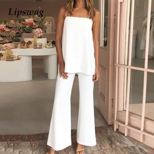Sexy Off Shoulder Sling Suits Fashion Office Lady Long Tops And Flare Pants Sets Outfit Casual Solid Loose Women Two Piece Sets