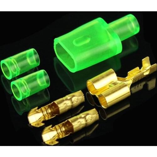 10/20/50sets 4.0 bullet terminal car electrical wire connector diameter 4mm Male + Female 1 : 2 Green