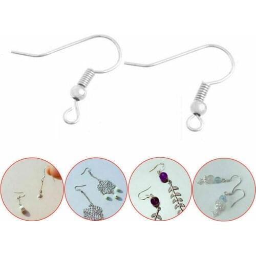 100 Pcs Earring Hooks Hypo-Allergenic Silver Plated Surgical Steel Ear Wires