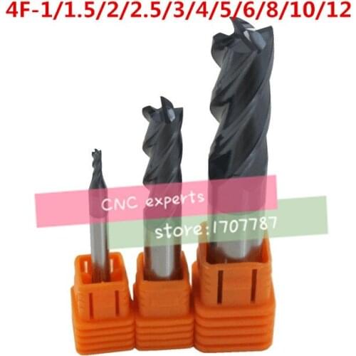 11PCS 4F-1/1.5/2/2.5/3/4/5/6/8/10/12mm tungsten carbide steel cutter CNC milling cutting hardness HRC50 carbide Milling cutter