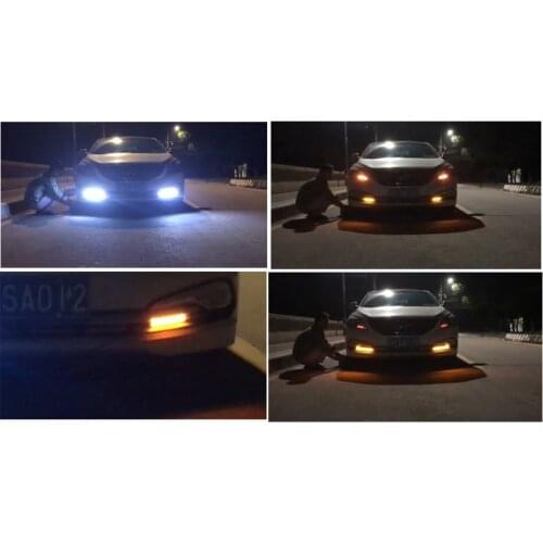 2PCS Car Flexible DRL White/Amber Switchback Flowing 108 LED Knight Rider Strip Light Headlight Arrow Flasher DRL Turn Signal