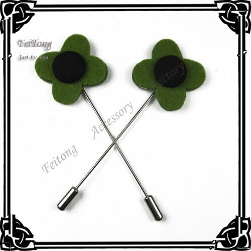 20pcs/lot New Promotion Felt Flowers lapel Pin Handmade Boutonniere Floral Stick Pin Mens Accessories