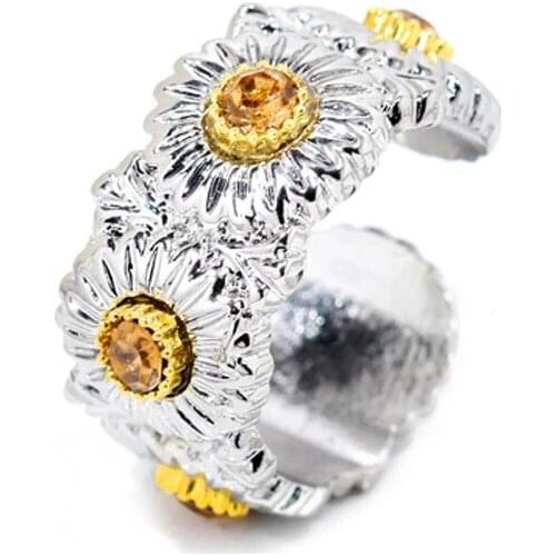 2020 New Fashion Opening Adjustable Daisy Flower Finger Rings for Women Girl Bride Jewelry Ring Wedding Engagement Jewelry