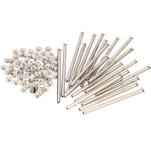 25pcs M5x80mm Iron-nickel-plated screw books Fingertight Picture books screw rivets albums butt recipes leaflet nail M5Hardware