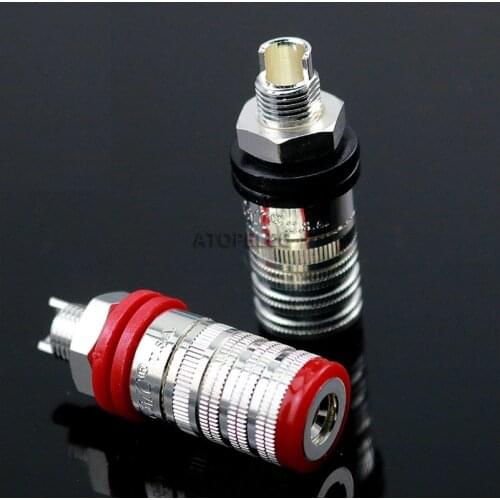 4pcs CMC-838-S-AG Thick Silver Plated Speaker AMP Short Binding Post HiFi Banana Jack Connector Socket Panel Chassis Mount