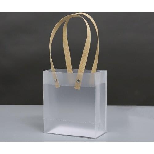 5/10Pcs Transparent Pvc Frosted Pp Handbag Christmas Gift Packing Candy Bridesmaid Wedding Souvenir Flower New Year Gift Bag