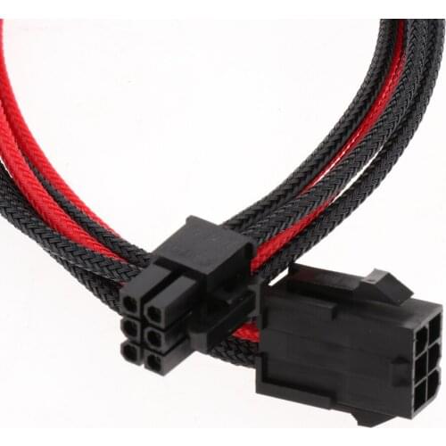 6 Pin PCIE Pci E GPU Power Supply PSU Extension Cable Cord- Black+Red 30cm