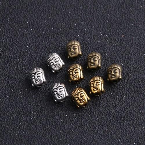 6pcs 8*9*11mm 2 Color Buddha Head Portrait Bead Spacer Bead Charms For Diy Beaded Bracelets Jewelry Handmade Making
