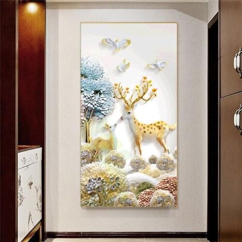 Round full diamond landscape 5D diamond painting animal deer DIY diamond embroidery set decoration ornaments