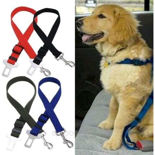 Pet Dog Cat Car Seat Belt For Accessories Goods Animals Adjustable Harness Lead Leash Small Medium Travel Clip French Bulldog