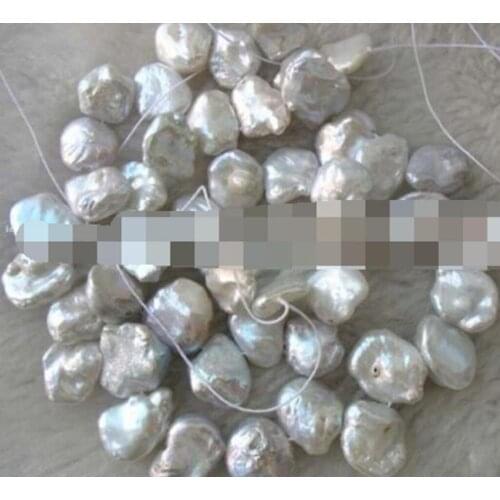 Free Shipping freshwater pearl white reborn keshi 15"