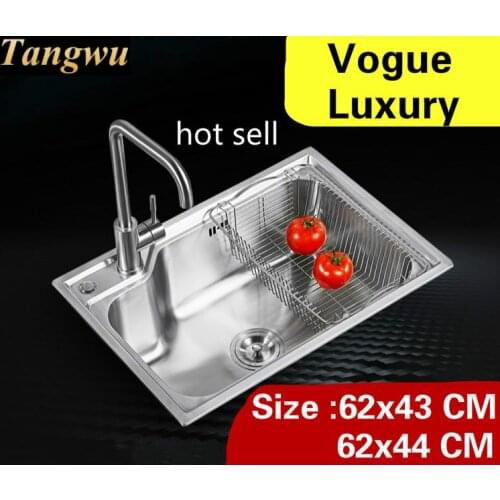 Free shipping Apartment luxury kitchen single trough sink do the dishes high qualit304 stainless steel hot sell 62x43/62x44 CM