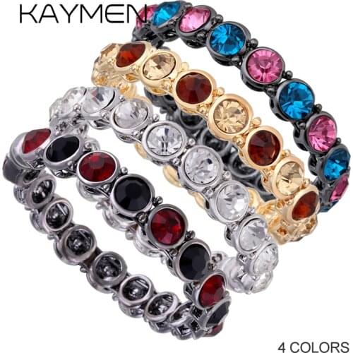 KAYMEN Newest Simple Big Rhinestones Cuff Bangle for Girl, Women 4 Colors Fashion Bracelet, Wedding, Party , Prom, Gift Jewelry