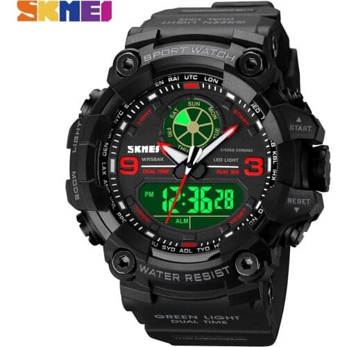 SKMEI Japan Digital Movement Large Dial Watches Men Military 2 Time Stopwatch Wristwatch 5Bar Waterproof reloj hombre 1818 Clock