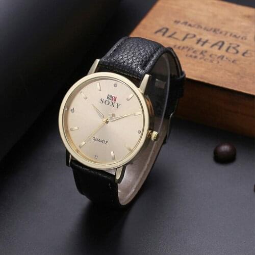 SOXY Brand Fashion Gold Watch Women Dress Watch Luxury Crystal Quartz Watch Leather Ladies Watches Hour Clock Relogio Feminino