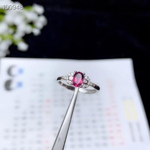 CoLife Jewelry 4mm*6mm Natural Garnet Ring for Daily Wear 925 Silver Garnet Jewelry Fashion Silver Gemstone Ring Gift for Girl
