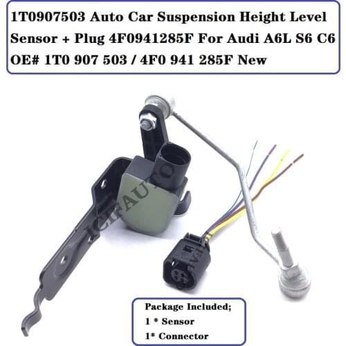1T0907503 Auto Car Suspension Height Level Sensor + Plug 4F0941285F For Audi A6L S6 C6 OE# 1T0 907 503 / 4F0 941 285F New