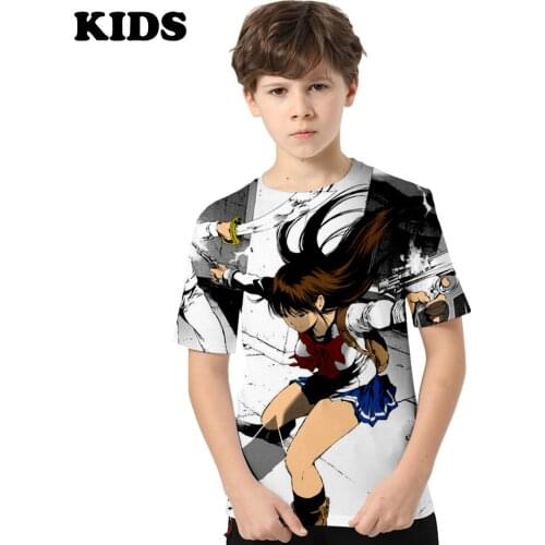 Childrens T-shirts From 2 To 14 Years Old High-Rise Invasion Tshirt Summer Funny Tee Shirt Boys Girls leisure Short Sleeve Tops