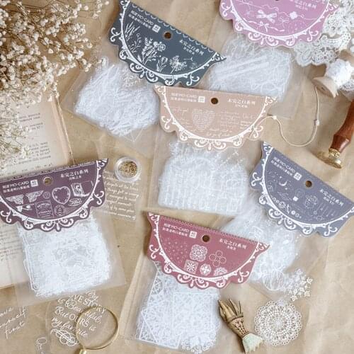 40pcs Unfinished Series White Transparent Stickers Scrapbooking Diary Decorations Kawaii Stationery Diary Album Sticker