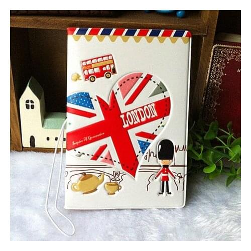 Hot PU&PVC Passport Holder Cover ID Credit Card Cover Bags Folder for Travel -White London pattern