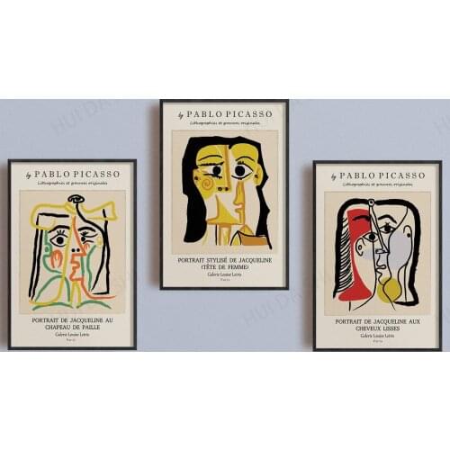 Picasso Art Print, 3 Piece Wall Art, Female Figure Canvas Print, Boho Gallery Wall, Exhibition Poster