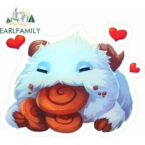 EARLFAMILY 13cm x 10.4cm for League of Legends Poro Car Stickers Vinyl Anime Laptop Air Conditioner Windshield Decal Decoration
