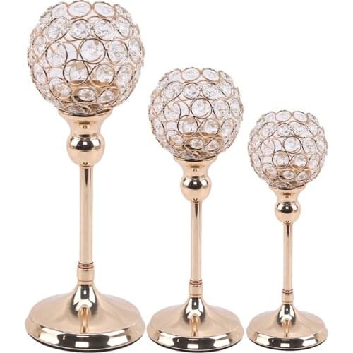 Metal Candle Holders Candlestick Crystal Coffee Dining Table Centerpieces Stand Candlesticks Wedding Christmas Home Decoration
