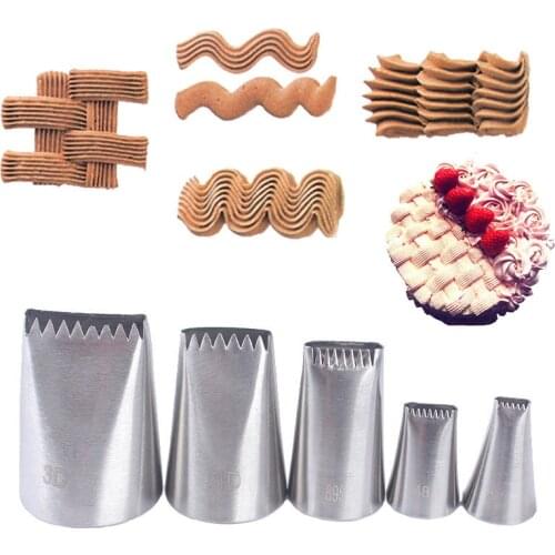 Icing Piping Tips Portable Baking Accessories Cake Cream Nozzle 5pcs Kitchen Tools Cooking Patisserie Decorating Stanless Steel