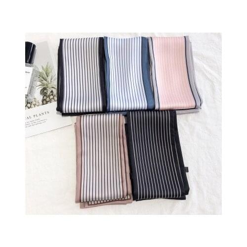 100*9cm New Small Neckerchief Female Korean All-match Decorative Artistic Retro Striped Neckerchief Scarf Long Section