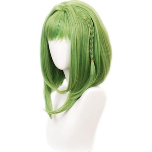 Anime Toilet-bound Hanako-kun Nanamine Sakura Cosplay Wig Short Green Braided Heat Resistant Synthetic Hair Wigs + Wig Cap