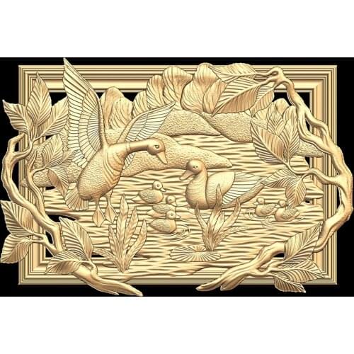 3d relief deco painting duck 3D model relief STL model for CNC Router carving engraving