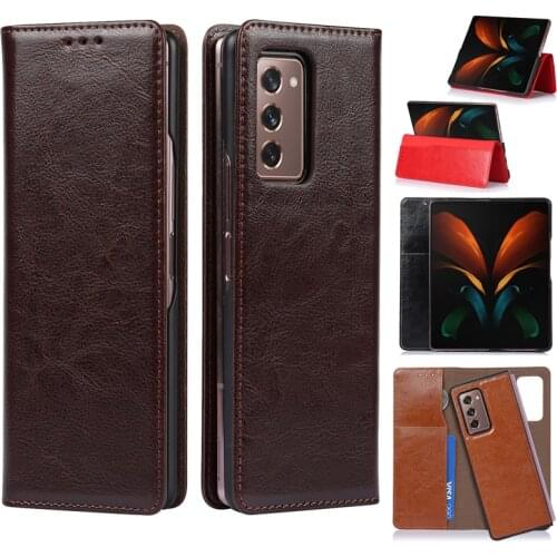 Luxury Genuine Leather Case for Samsung Galaxy Z Fold 2 W21 Fold2 5G Case 2 in 1Full Protection Shockproof Flip Wallet Cover