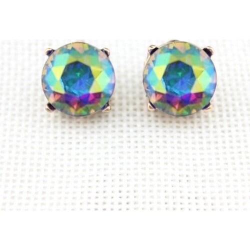 ZWPON Fashion Gold AB Blue Glass Crystal Button Earrings for Women Brand Jewelry Dot Earrings Wholesale