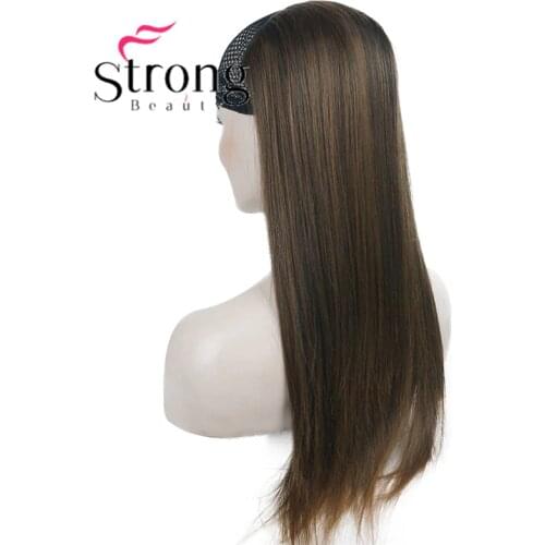 24" Straight Heat Resistant 3/4 Full Head Clip in Hair Extension Synthetic Hair Hairpieces For Women