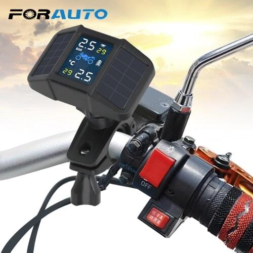 Motorcycle TPMS USB Solar Charging Temperature Monitoring Alarm System Motor Tire Pressure Tyre With 2 External Sensors