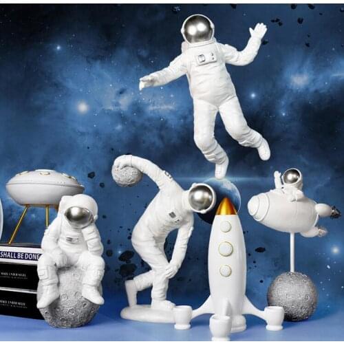 Nordic Resin Space Astronaut Spaceman UFO Accessories Art Model Room Figurines Crafts Home Livingroom Table Ornaments Decoration