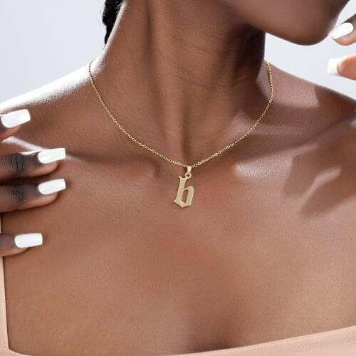 Old English Font A-Z Alphabet Pendant Necklace For Woman Man Choker Party Jewelry Trendy Accessories Bestfriend Collier