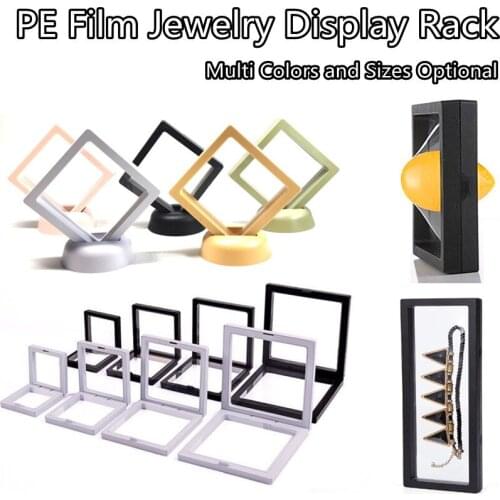 PE Film Jewelry Display Rack with Bottom Sealed Jewelry Storage Box for Watch/Ring/Necklace/Earring Transparent Elastic Case
