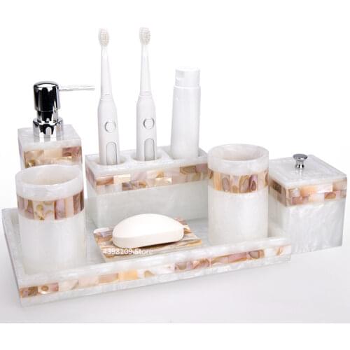 Light luxury shell bathroom decoration accessories toothbrush holder soap dispenser lotion bottle bathroom supplies wash set