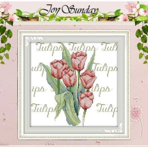 Tulip (5) Patterns Counted Cross Stitch DIY 11CT Printed 14CT Cross Stitch Set Chinese Cross-stitch Kit Embroidery Needlework